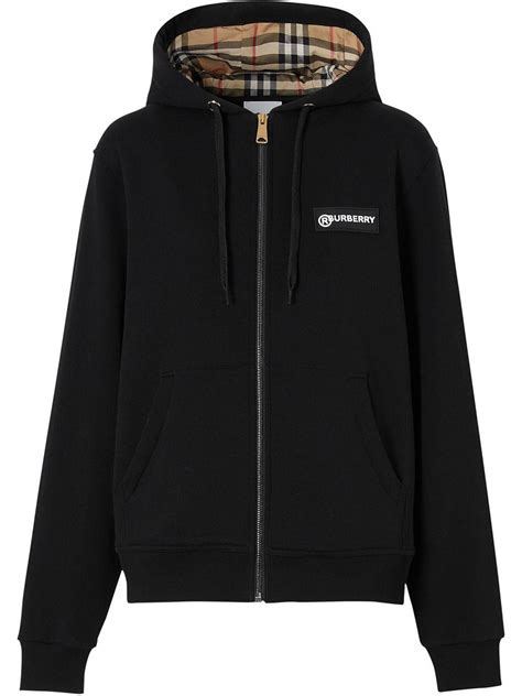 burberry zip hoodie black|burberry vintage check zipped hoodie.